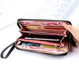 Long PU Leather Purse Tassel Wallet Solid Patchwork Zipper