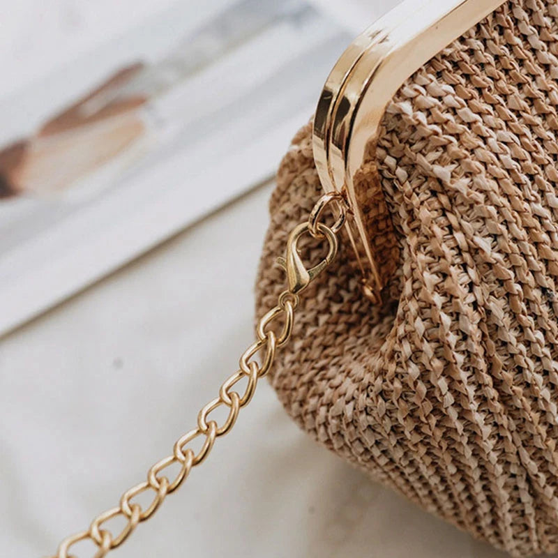 Boho Straw Crossbody Bags for Women Handbag Rattan Beach Clutch