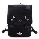 Fashion Cat Embroidery Canvas Student Backpack