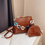 ASHINE Chain Shoulder Bags Set for Women Crocodile Purses and Handbags