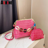ASHINE Chain Shoulder Bags Set for Women Crocodile Purses and Handbags