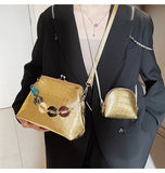 ASHINE Chain Shoulder Bags Set for Women Crocodile Purses and Handbags