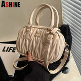 ASHINE Puffy Padded Handheld Bags Women Ruched Crossbody Bag