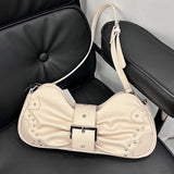 ASHINE European Ladies Shoulder Messenger Bag Ruched Belt Lock Women