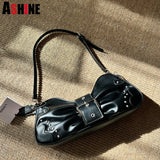 ASHINE European Ladies Shoulder Messenger Bag Ruched Belt Lock Women
