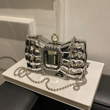 ASHINE Acrylic Evening Clutch Bow Chain Handbag