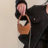 ASHINE Small U-Shaped Shoulder Handbag with Beaded Chains