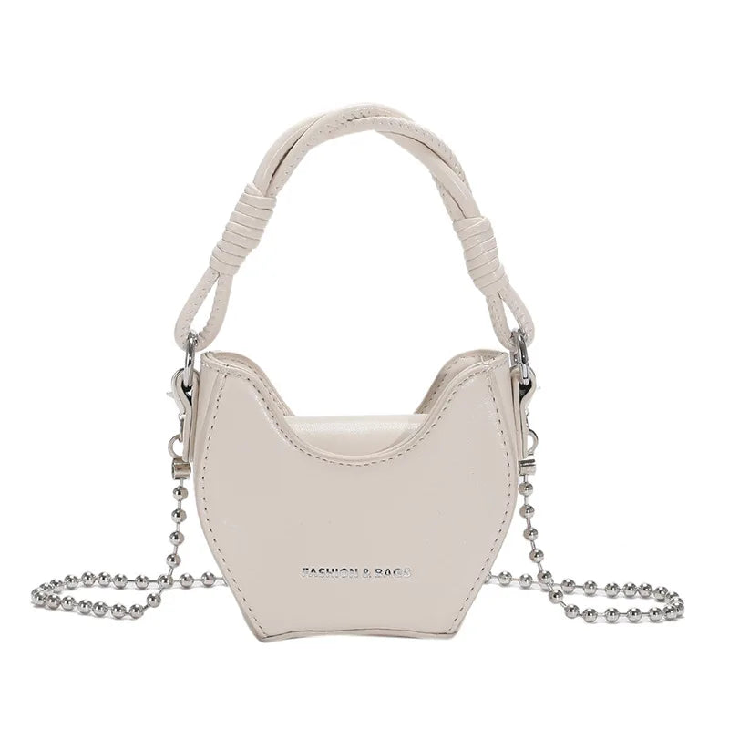 ASHINE Small U-Shaped Shoulder Handbag with Beaded Chains