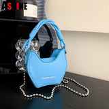 ASHINE Small U-Shaped Shoulder Handbag with Beaded Chains