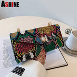 ASHINE Retro PU Leather Ladies Underarm Bags Snake
