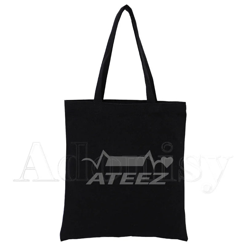 ATEEZ K-pop Canvas Tote Bag Harajuku Casual Eco Shopper Shoulder Bag