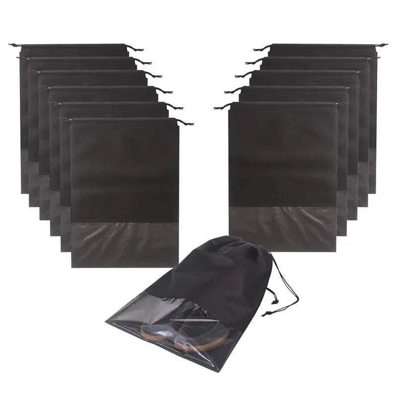 AUAU-12PCS Travel Shoe Bags Waterproof Non-Woven storage With Rope - X-Large