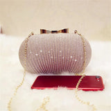 AUAU-Golden Evening Clutch Bag Wedding Handbags Metal Bow Clutches