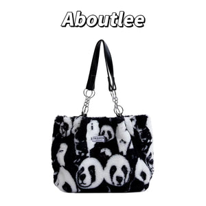 Furry Large Capacity Tote Bag for Women, Lightweight Outing Shoulder Bag