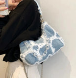 Sweet Y2K Style Denim Girls Underarm Bag