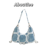 Sweet Y2K Style Denim Girls Underarm Bag