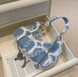 Sweet Y2K Style Denim Girls Underarm Bag
