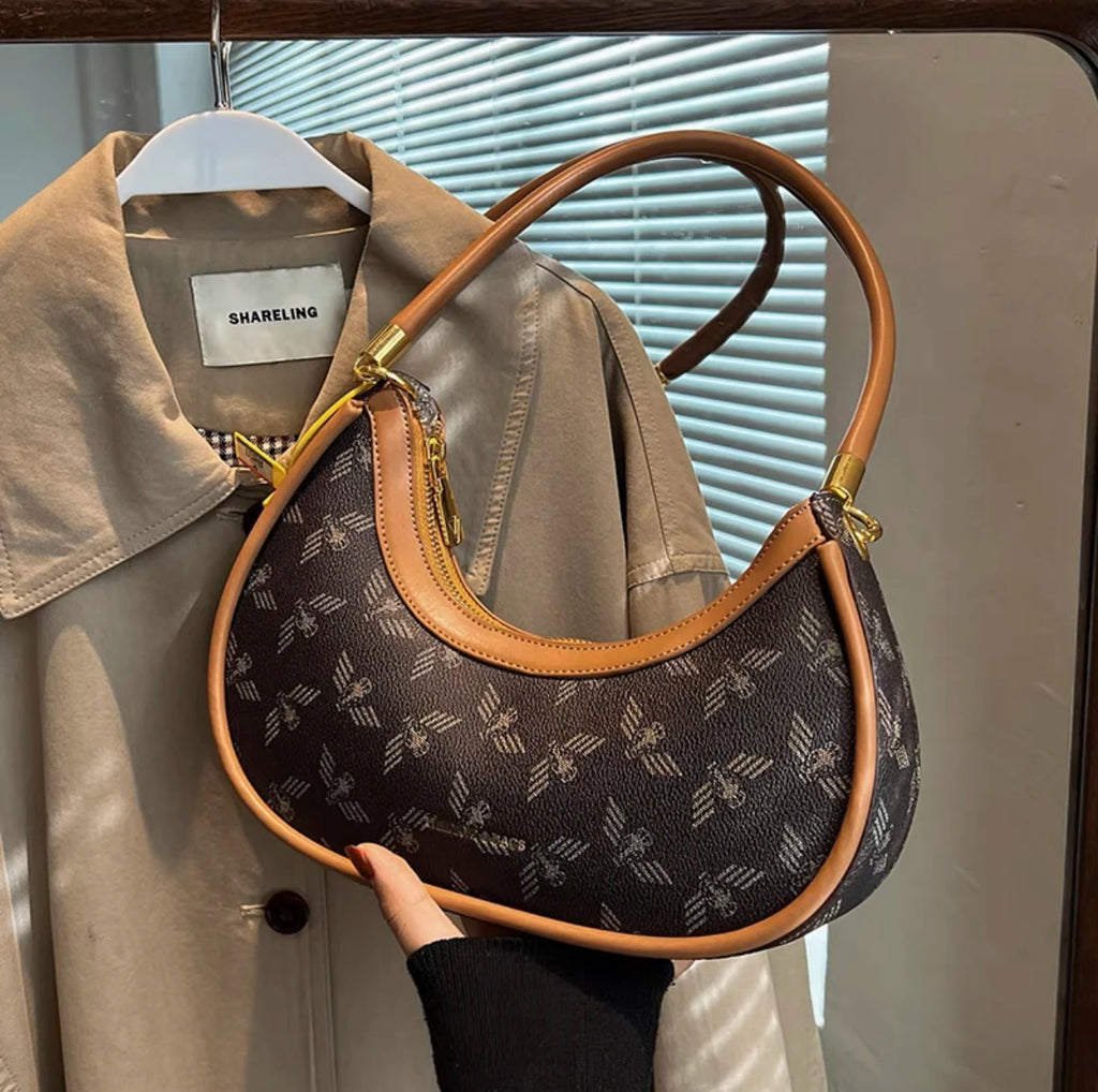 Aboutlee Leather Women Shoulder Bag Vintage Style High Underarm Bag
