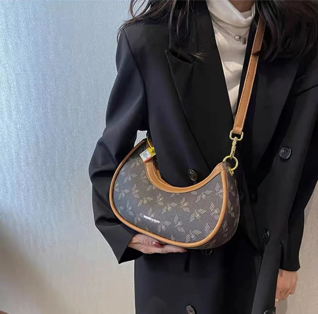 Aboutlee Leather Women Shoulder Bag Vintage Style High Underarm Bag