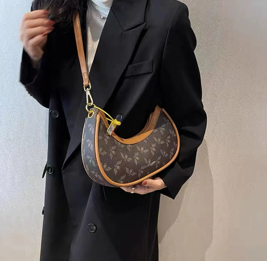 Aboutlee Leather Women Shoulder Bag Vintage Style High Underarm Bag