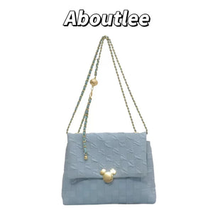Aboutlee Embossed Flap Canvas Square Bag Lightweight Handbag