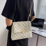 Aboutlee Embossed Flap Canvas Square Bag Lightweight Handbag