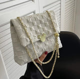 Aboutlee Embossed Flap Canvas Square Bag Lightweight Handbag