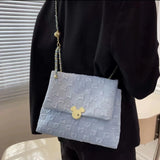 Aboutlee Embossed Flap Canvas Square Bag Lightweight Handbag