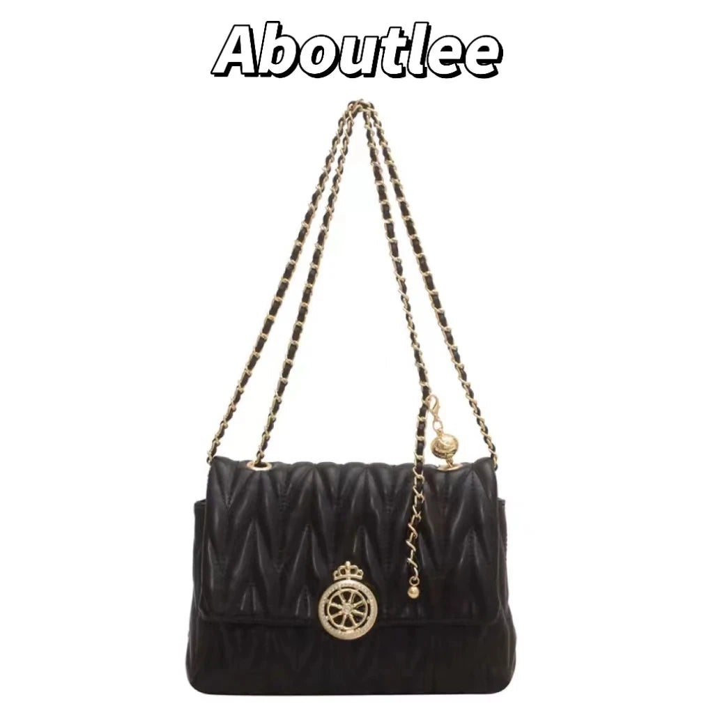 Aboutlee Solid Flap Women Bag Pu Leather Lightweight Minimalist Shoulder Bag