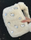 Furry Gemstone Decorated Handbag Soft Shoulder Bags Y2k Style