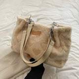 Lee Furry Oversized Bag Love Heart Pattern Lightweight Tote Bag