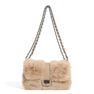 Furry Vintage Flap Shoulder Bag Lightweight Plush Hot Girl Party Bag