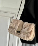 Furry Vintage Flap Shoulder Bag Lightweight Plush Hot Girl Party Bag