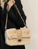 Furry Vintage Flap Shoulder Bag Lightweight Plush Hot Girl Party Bag