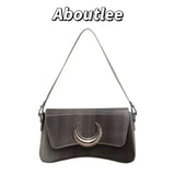 Aboutlee High Women Shoulder Bag Leather Half-Moon Side Bag