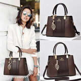 Aboutlee Women Handbag Leather Crossbody Bag Classic Print Large Capacity