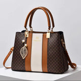 Aboutlee Women Handbag Leather Crossbody Bag Classic Print Large Capacity