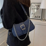 Y2K Denim Women Shoulder Bag Lightweight Chain Decorated Underarm Bag