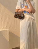 Vintage Beaded Chain Crossbody Bag Amber Pattern Ladies Flap Bag