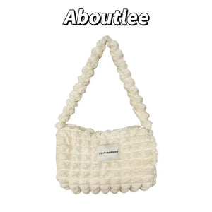 Aboutlee Pleated Casual Handbag Women Side Bag Lightweight Shopping Bag