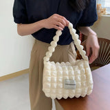 Aboutlee Pleated Casual Handbag Women Side Bag Lightweight Shopping Bag