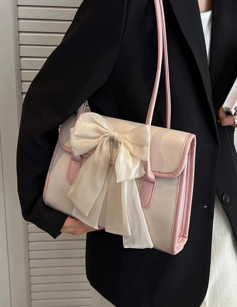 Aboutlee Bow Shoulder Bag Matching Small Square Bag Women Purse