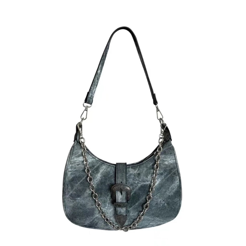 Aboutlee Pu Leather Women Shoulder Bag Chain Decorated Side Bag