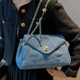 Aboutlee Denim Women Shoulder Bag Solid Lightweight Handbag