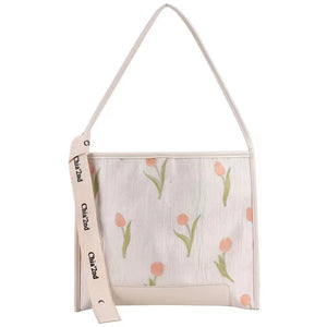 Aboutlee Tulip Pattern Shoulder Bag Lightweight Casual Outing Bag