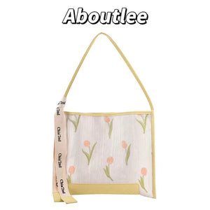 Aboutlee Tulip Pattern Shoulder Bag Lightweight Casual Outing Bag
