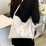 Aboutlee Tulip Pattern Shoulder Bag Lightweight Casual Outing Bag