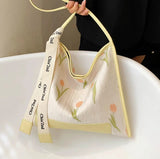 Aboutlee Tulip Pattern Shoulder Bag Lightweight Casual Outing Bag