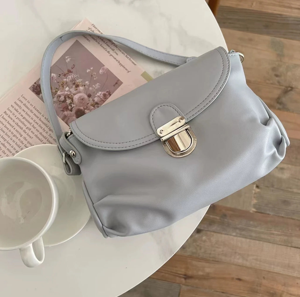 Aboutlee Vintage Flap Women Bag Solid Underarm Bag