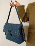 Y2k Denim Vintage Tote Bag Casual Side Bag Student Crossbody Small Square Bag
